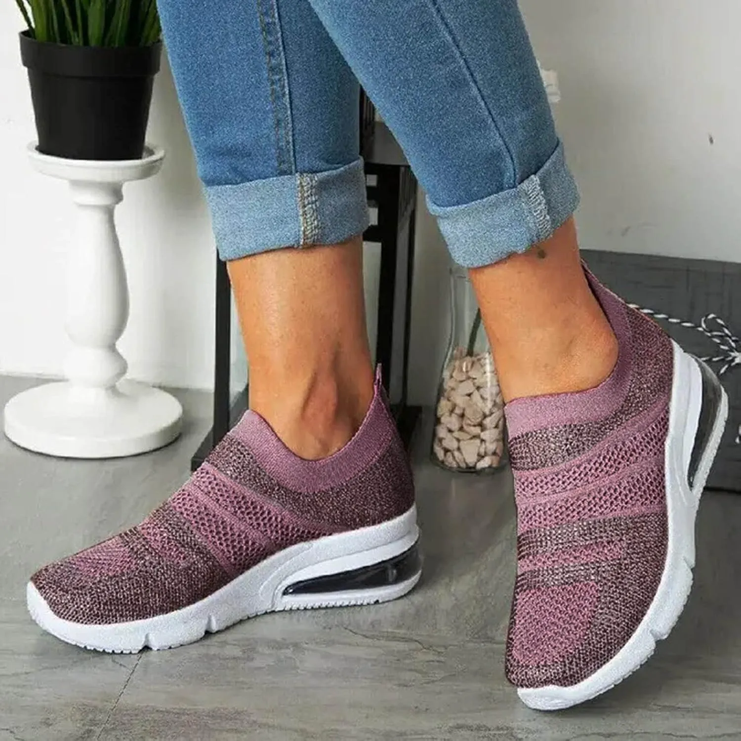 Wedge Sneakers for Women Dressy Size 10 Walking Shoes Women Slip On Dressy Womens Slip On Sneakers 8.5 Womens High Top Sneakers Black Pull On Sneakers Womens