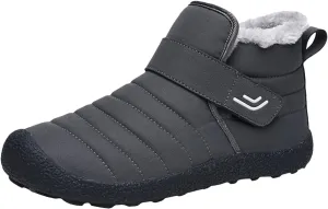 Women Hiking Boots Faux Furry Lined Snow Boots Low Heel Leather Fashion Comfort Slip on Fall Winter Outdoor Walking Boots Wide Width Booties for Women Ladies Boots