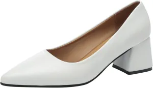 Women Slip on Loafers Low Heel Dress Shoes Pointed Toe Chunky Heels Patent Leather Pumps for Work Office Business