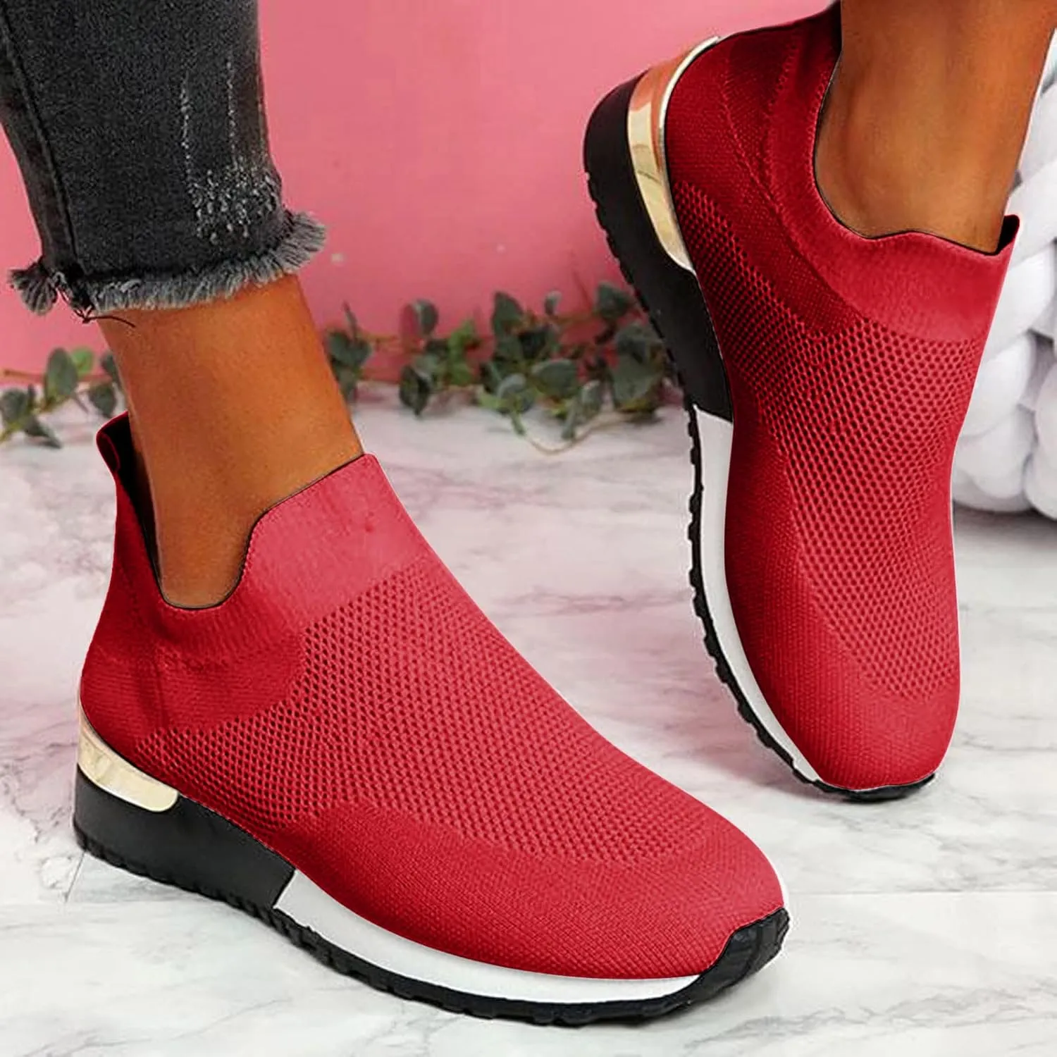 Women Sneakers Size 10 Slip On Sneakers Non Slip Work Shoes for Women Black Tennis Shoes for Women Work Non Slip Womens Tennis Shoes 7.5 Lace Up Comfy Shoes for Women Dressy