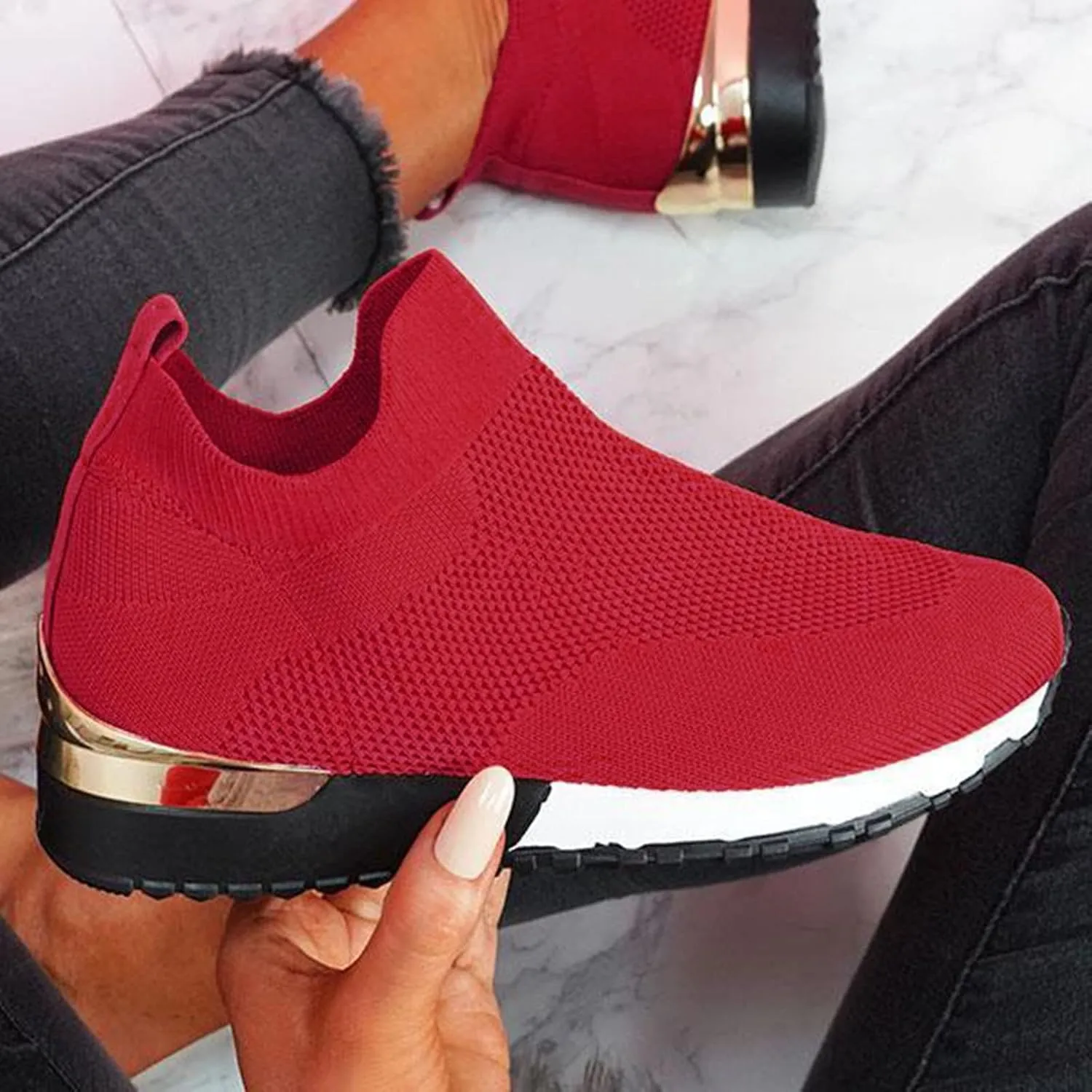 Women Sneakers Size 10 Slip On Sneakers Non Slip Work Shoes for Women Black Tennis Shoes for Women Work Non Slip Womens Tennis Shoes 7.5 Lace Up Comfy Shoes for Women Dressy