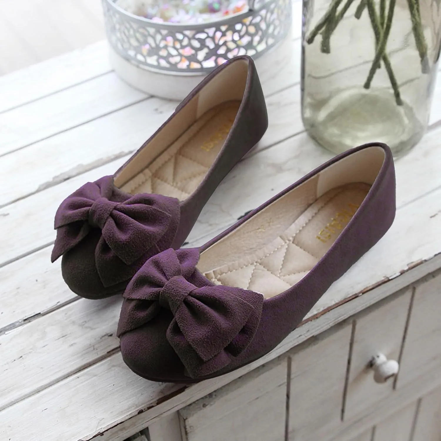 Women's Ballet Flat Comfort Slip on Flat Shoes Women's Comfortable Ballet Flats Comfortable Bow Dressy