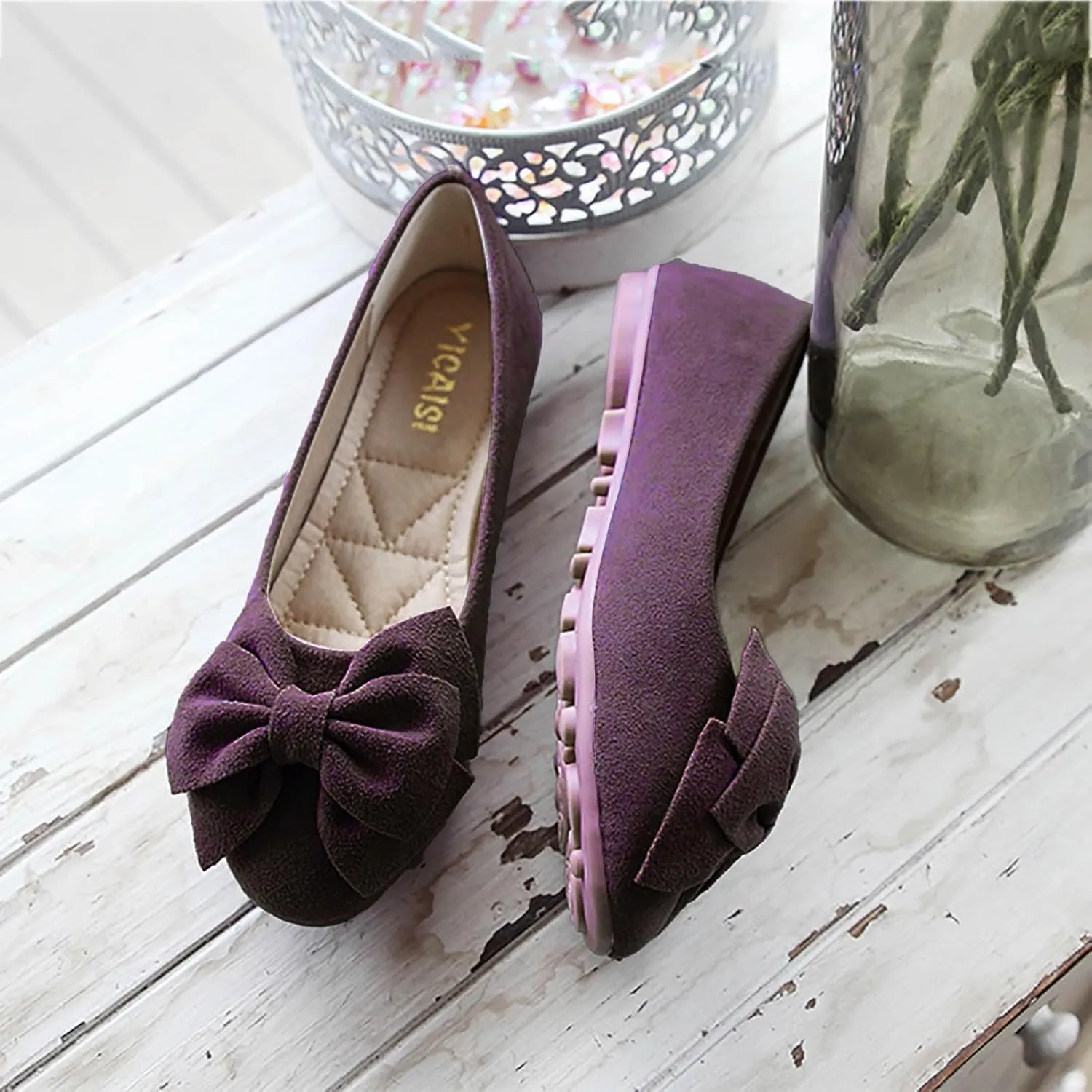 Women's Ballet Flat Comfort Slip on Flat Shoes Women's Comfortable Ballet Flats Comfortable Bow Dressy