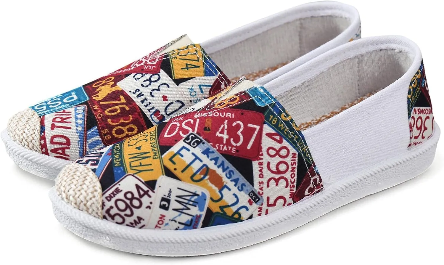 Womens Canvas Slip on Sneakers Walking Tennis Flat Dress Loafers Lightweight Ladies Multiple Sizes Lace-Up Shoes Close Toe