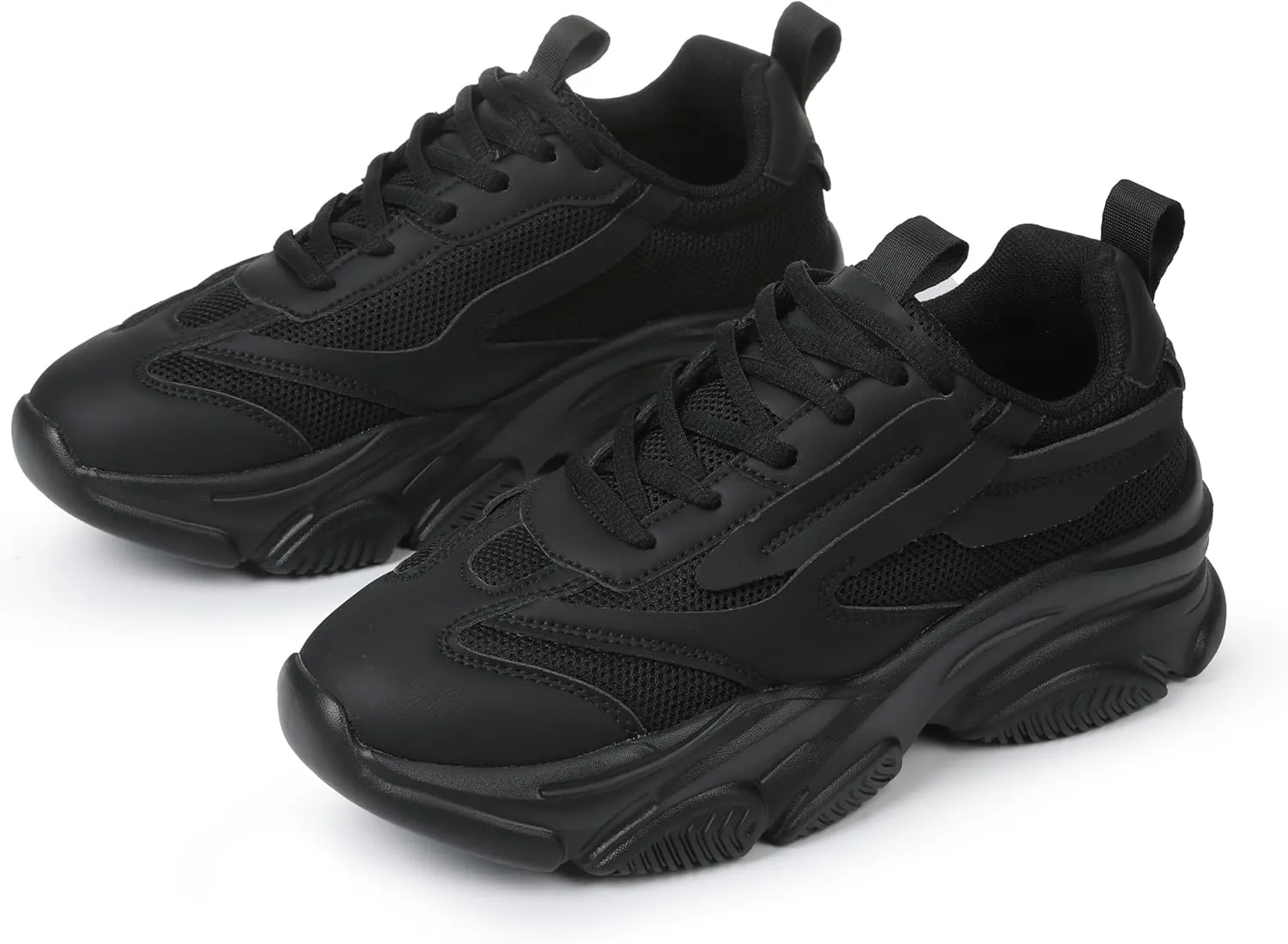 Women's Chunky Sneakers, Platform Casual Lace Up Non-Slip Comfortable Fashion Running, Thick 90s Women 'S Fashion Leather Breathable Mesh Walking Workout Sport Shoes