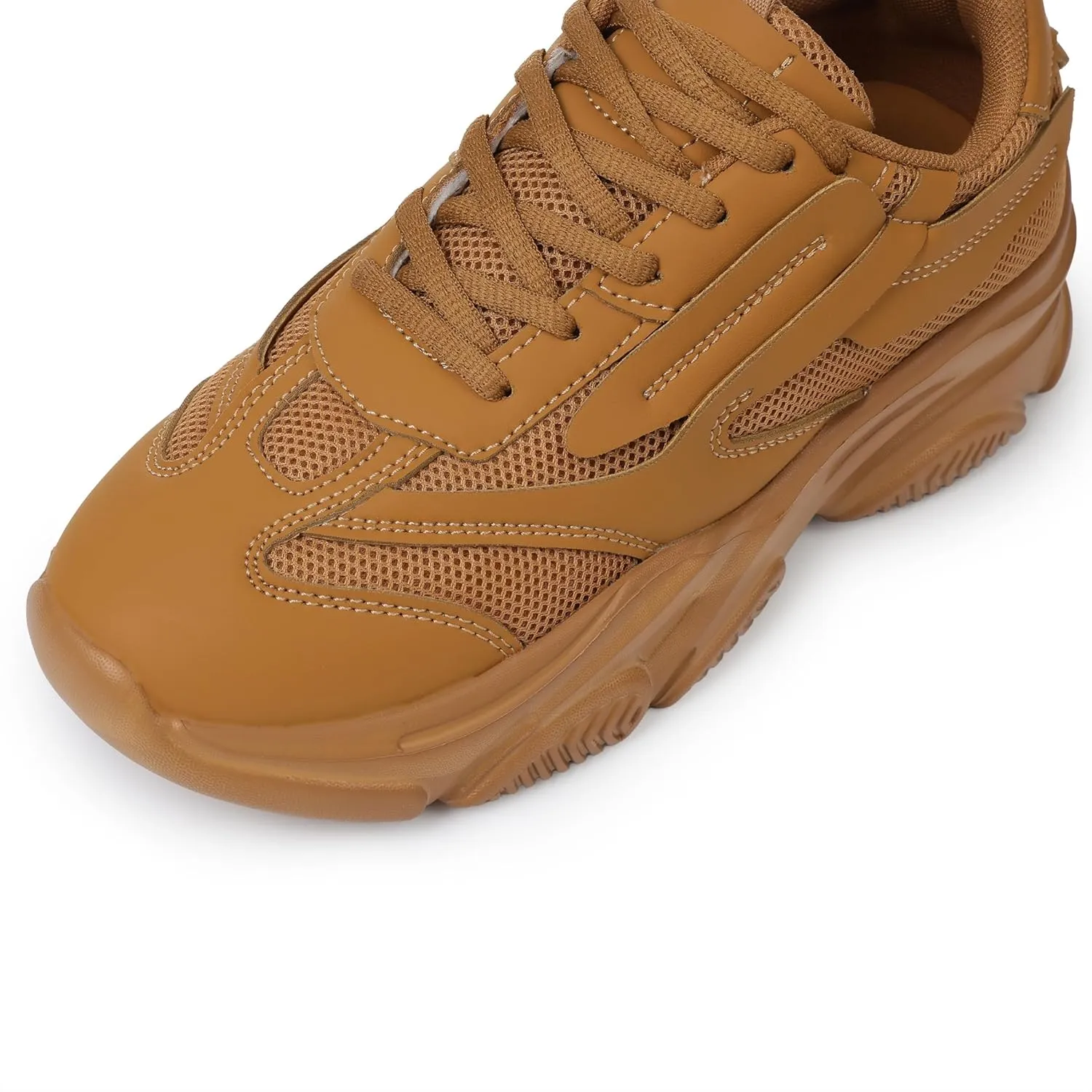 Women's Chunky Sneakers, Platform Casual Lace Up Non-Slip Comfortable Fashion Running, Thick 90s Women 'S Fashion Leather Breathable Mesh Walking Workout Sport Shoes