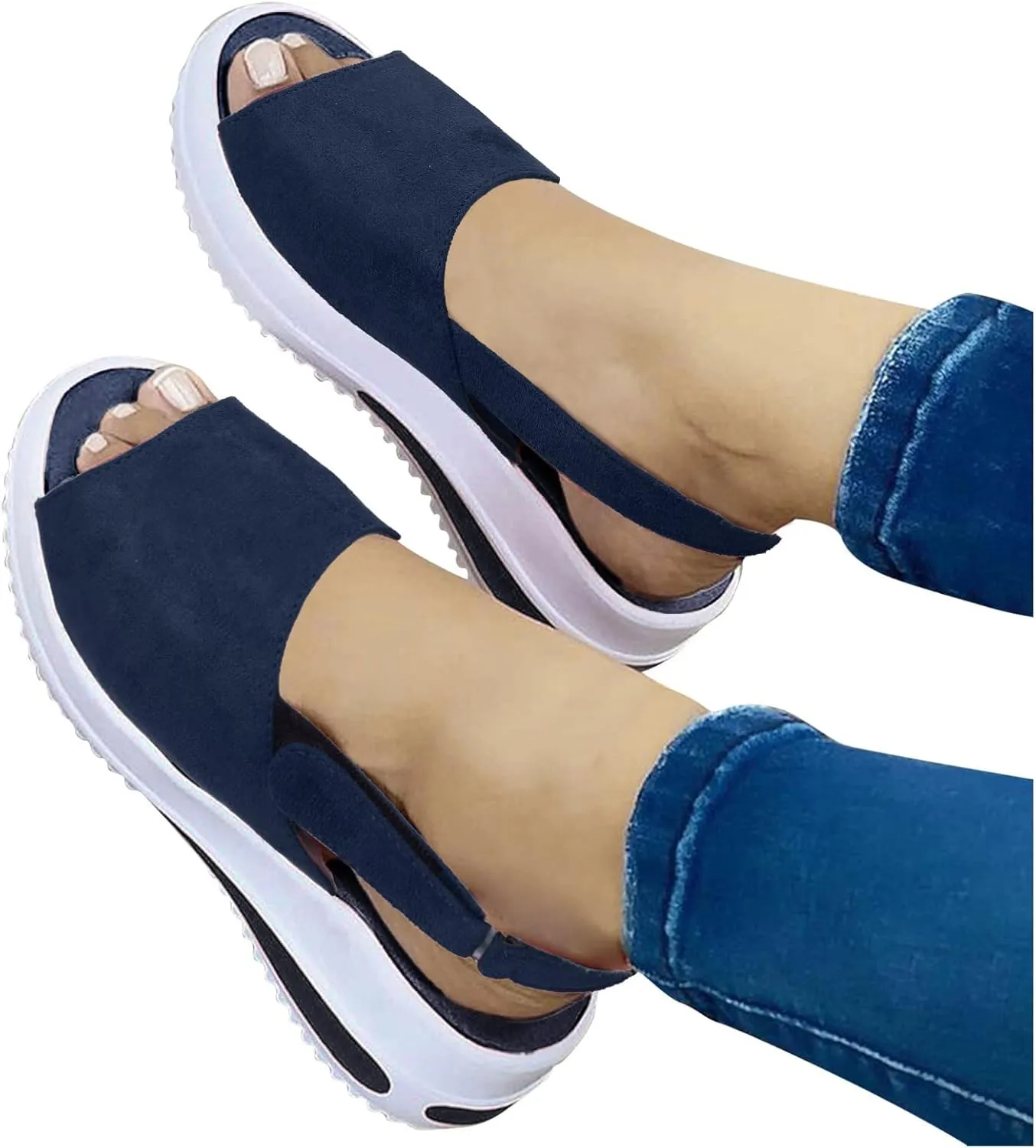 Women's Espadrille Sandals Low Wedge Platform Open Toe Buckle Ankle Strap Espadrilles Wedge Sandals Casual Shoes for Summer Beach Vacation Outfits Walking All Day