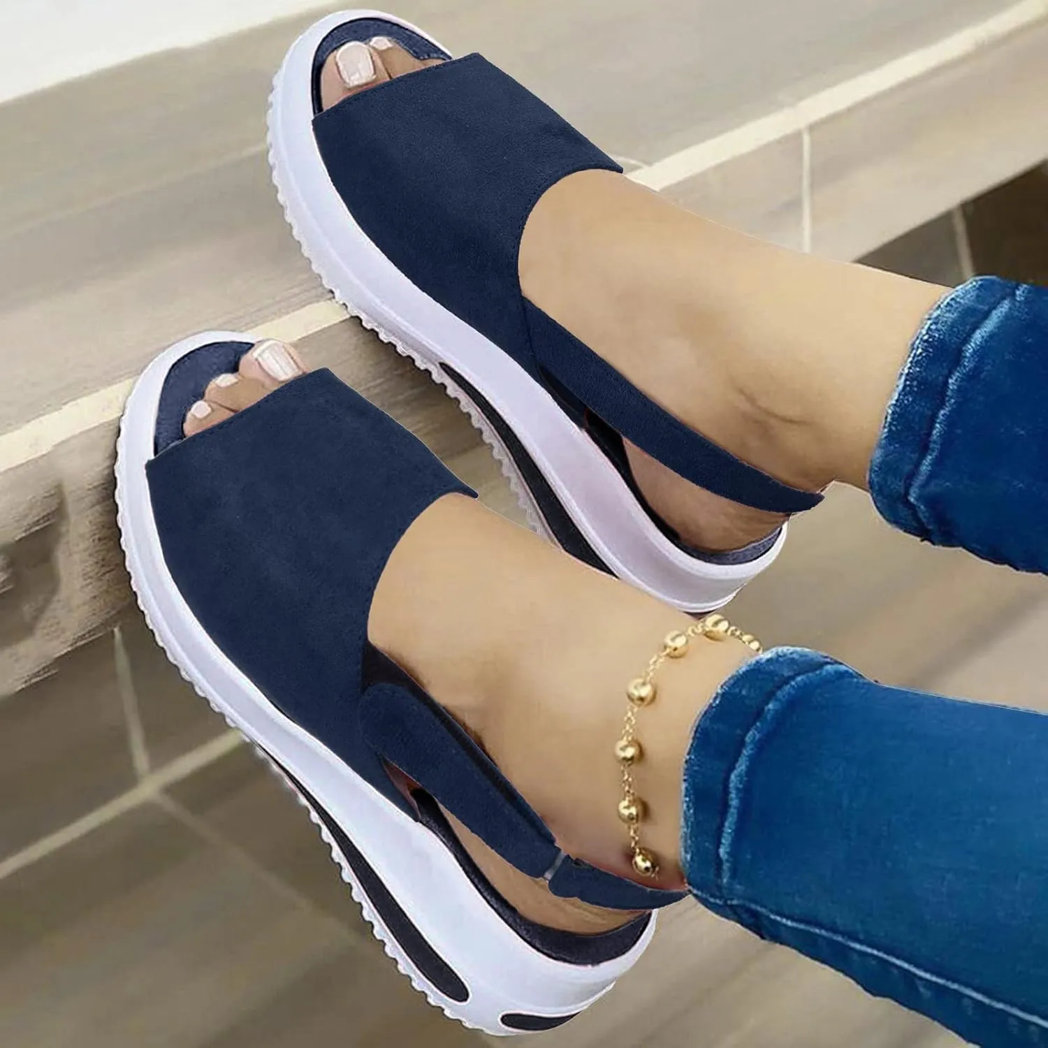 Women's Espadrille Sandals Low Wedge Platform Open Toe Buckle Ankle Strap Espadrilles Wedge Sandals Casual Shoes for Summer Beach Vacation Outfits Walking All Day