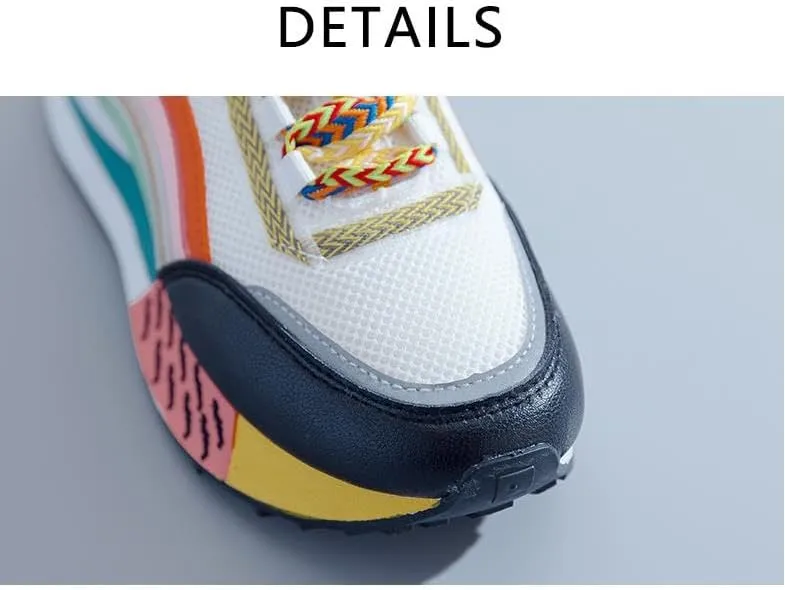 Women's Fashion Platform Mid-Top Sneakers with Sparkling Bead Chain - Breathable Mesh, Lace-Up Casual Shoes for All Seasons