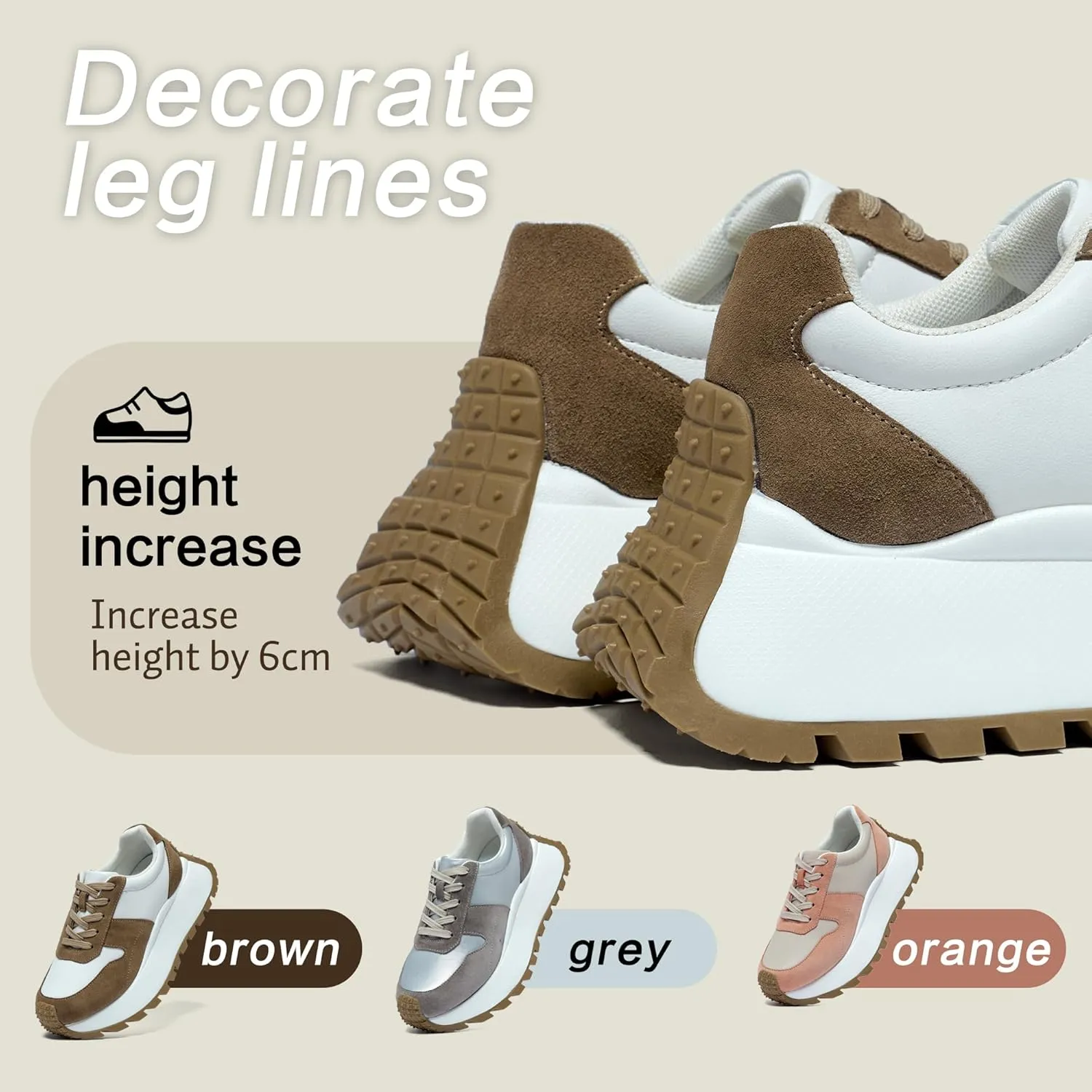 Women's Fashion Sneakers Platform Casual Height Increasing Walking Shoes Retro Running Shoes Outdoor Non-Slip Sports Casual Shoes Women's Chunky Sneakers