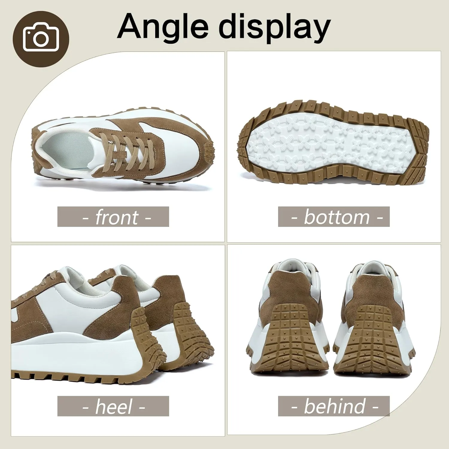 Women's Fashion Sneakers Platform Casual Height Increasing Walking Shoes Retro Running Shoes Outdoor Non-Slip Sports Casual Shoes Women's Chunky Sneakers