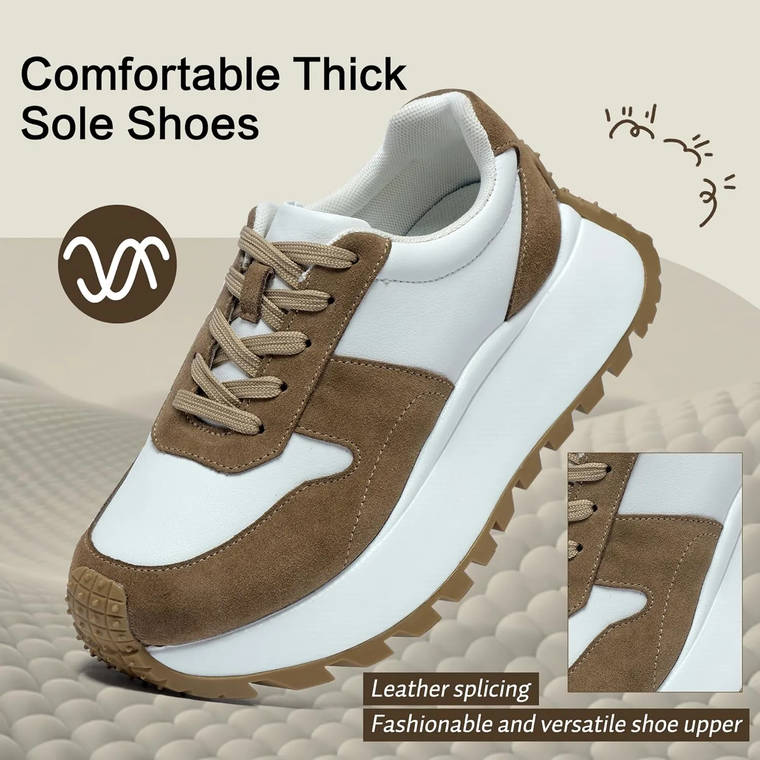 Women's Fashion Sneakers Platform Casual Height Increasing Walking Shoes Retro Running Shoes Outdoor Non-Slip Sports Casual Shoes Women's Chunky Sneakers