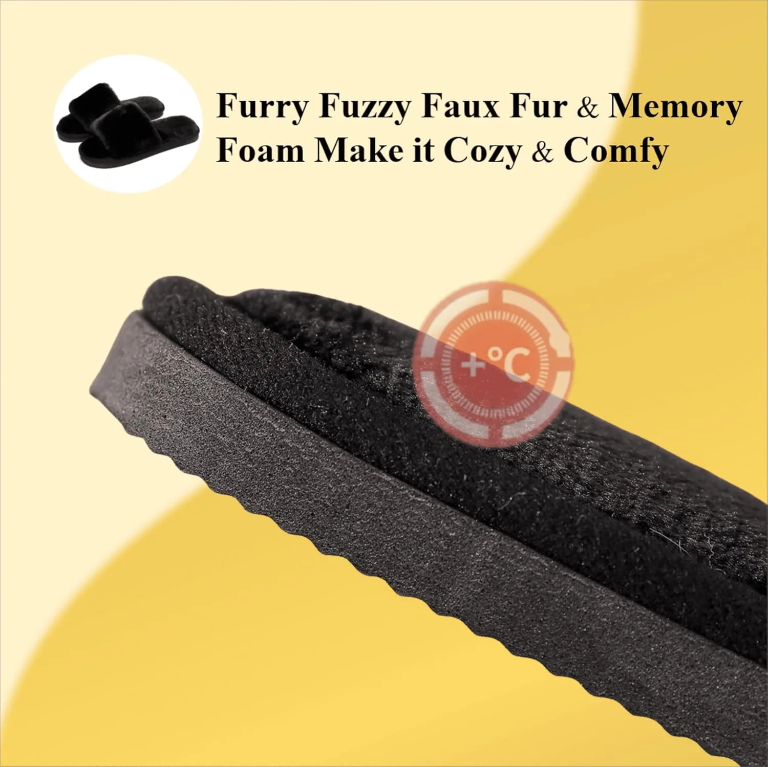 Women's Fuzzy Fluffy Furry Fur Slippers Flip Flop Open Toe Cozy House Memory Foam Sandals Slides Soft Flat Comfy Anti-Slip Spa Indoor Outdoor Slip on