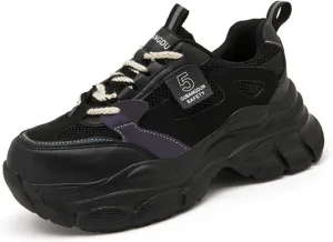 Women's Lightweight PVC Steel Toe Safety Shoes Lace-Up Breathable Chunky Sneakers