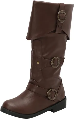 Women's Mid Calf Boots Pirate Boots Knee High Boots Comfortable Riding Boots Side Zipper Fall Boots with Buckle