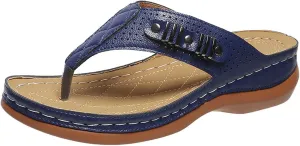 Womens Orthopedic Sandals Comfortable Wedge Flip Flops Summer Casual Thong Straps Clip Toe Slipper Slip-on Slides Lightweight Beach Shoes with Ergonomic Soles