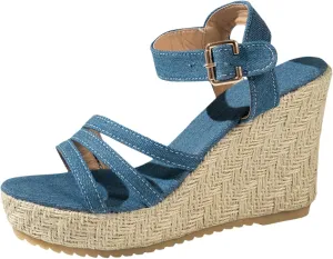 Womens Platform Sandals Casual Elastic Ankle Strap Platform Sandals Womens Flats Slide Sandals Platform Sandals