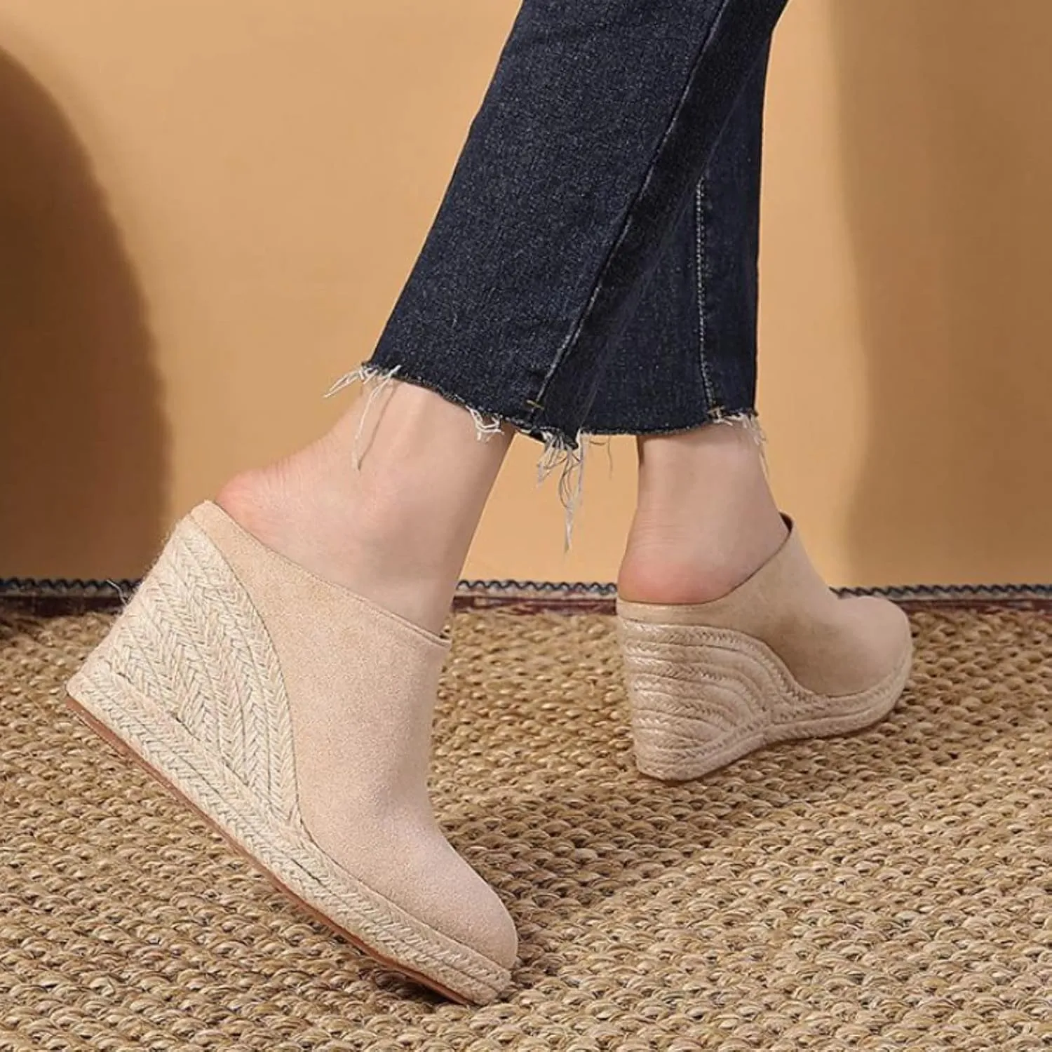 Womens Platform Sandals Pointed Toe Wedge Mules Sandals Travel Closed Toe Slippers Slingback Slip on Dressy Shoes