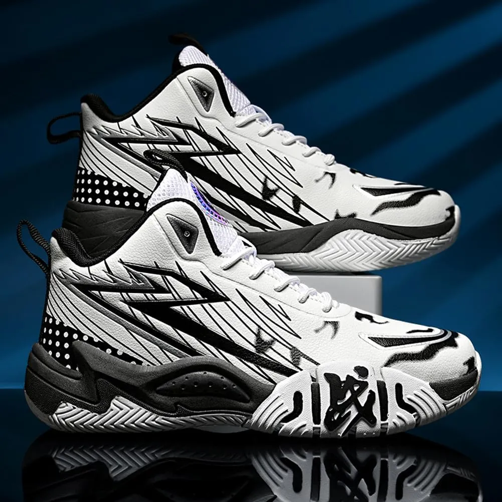 YAXE Unisex High Top Breathable Mesh Basketball Shoes Lightweight Shock Absorption and Training Sneakers