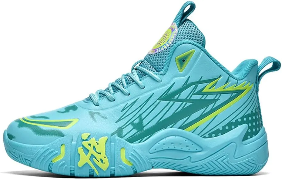 YAXE Unisex High Top Breathable Mesh Basketball Shoes Lightweight Shock Absorption and Training Sneakers