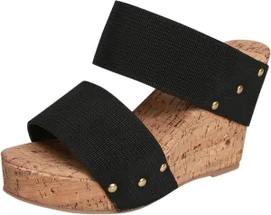 ZBYY Women's Peep Toe Wedge Sandal Comfort Slip On Platform Sandal Summer Bohemian Slingback Beach Espadrille Sandals